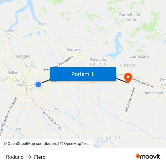 Rodano to Flero map