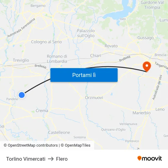 Torlino Vimercati to Flero map