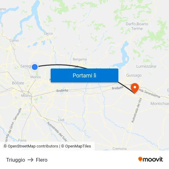 Triuggio to Flero map