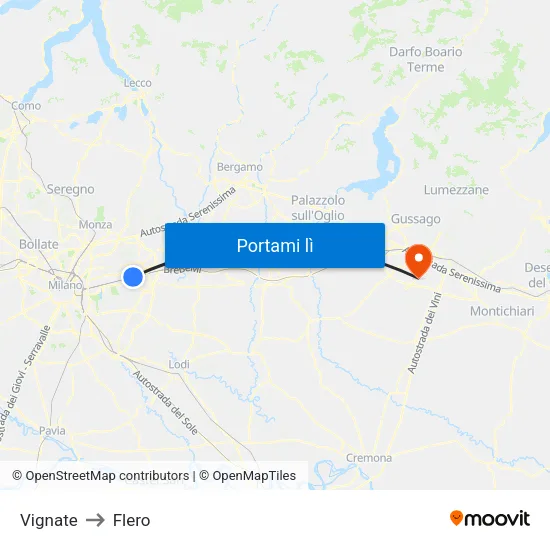 Vignate to Flero map