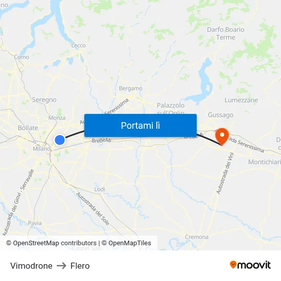 Vimodrone to Flero map
