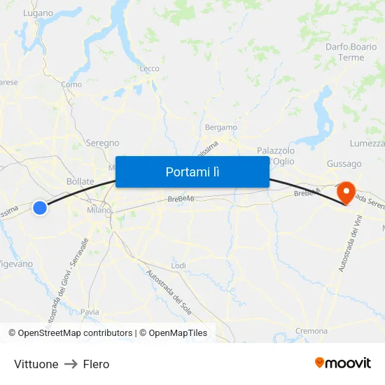 Vittuone to Flero map