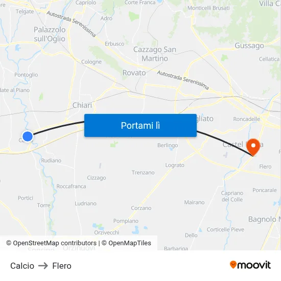 Calcio to Flero map