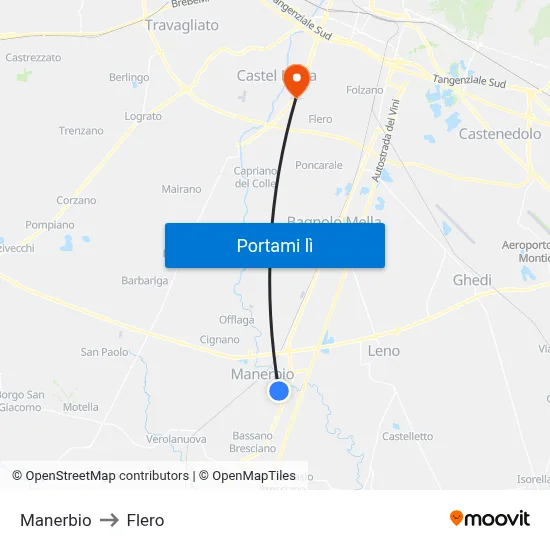 Manerbio to Flero map