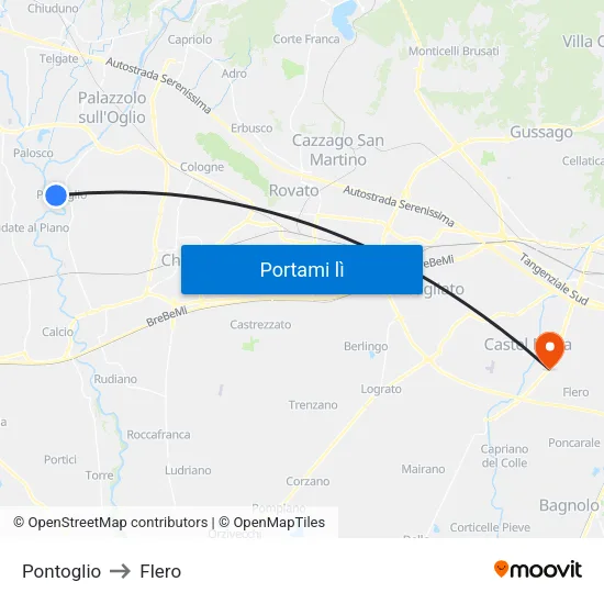 Pontoglio to Flero map