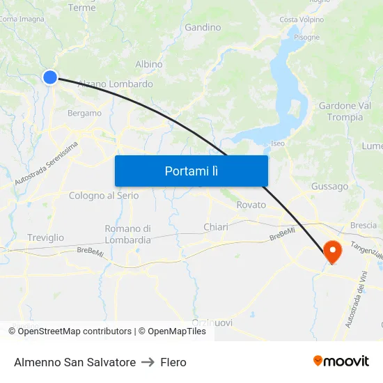 Almenno San Salvatore to Flero map