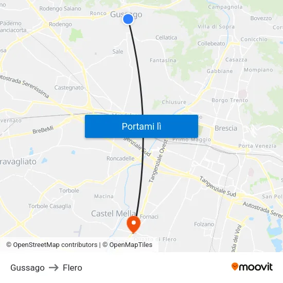 Gussago to Flero map