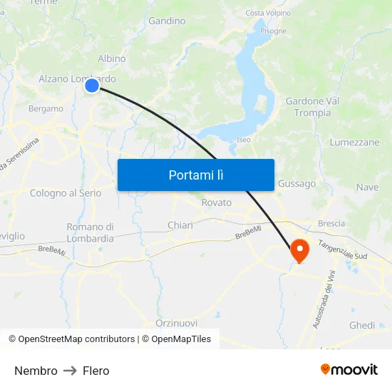 Nembro to Flero map