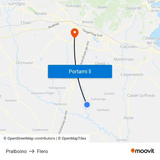 Pralboino to Flero map