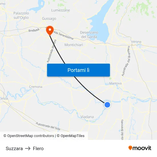 Suzzara to Flero map