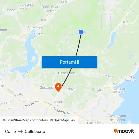 Collio to Collebeato map