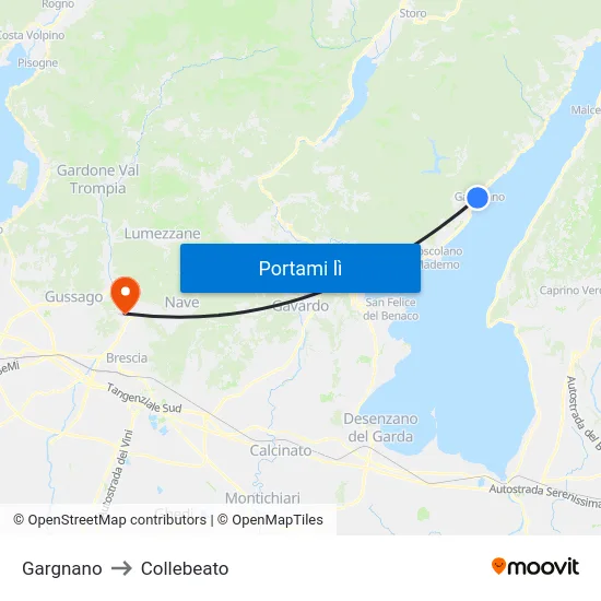 Gargnano to Collebeato map