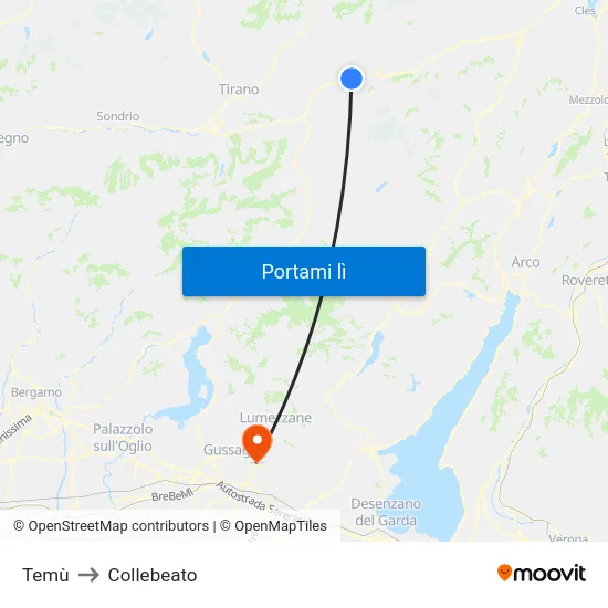 Temù to Collebeato map