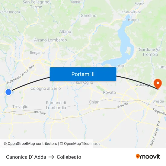 Canonica D' Adda to Collebeato map