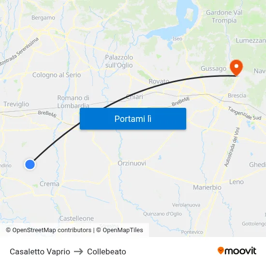 Casaletto Vaprio to Collebeato map