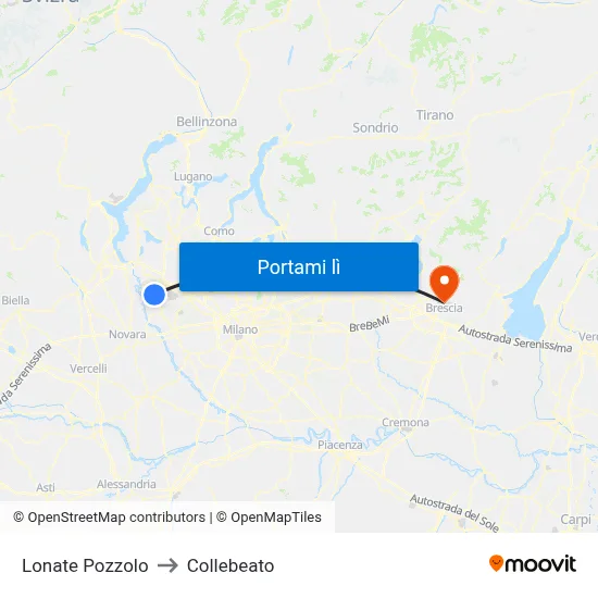 Lonate Pozzolo to Collebeato map
