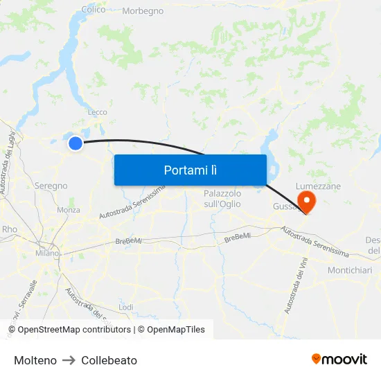 Molteno to Collebeato map