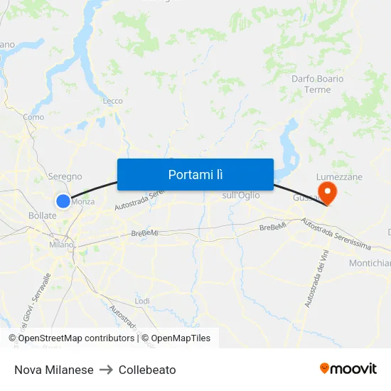 Nova Milanese to Collebeato map