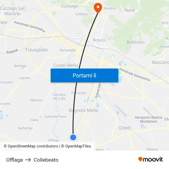 Offlaga to Collebeato map