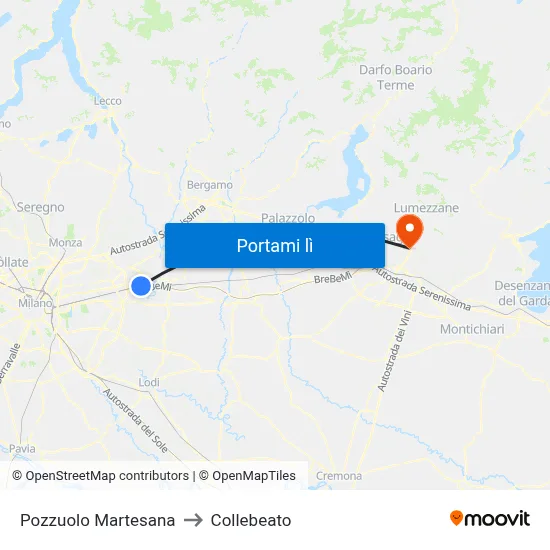 Pozzuolo Martesana to Collebeato map