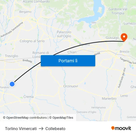 Torlino Vimercati to Collebeato map