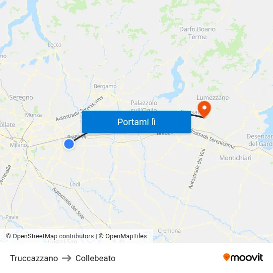 Truccazzano to Collebeato map