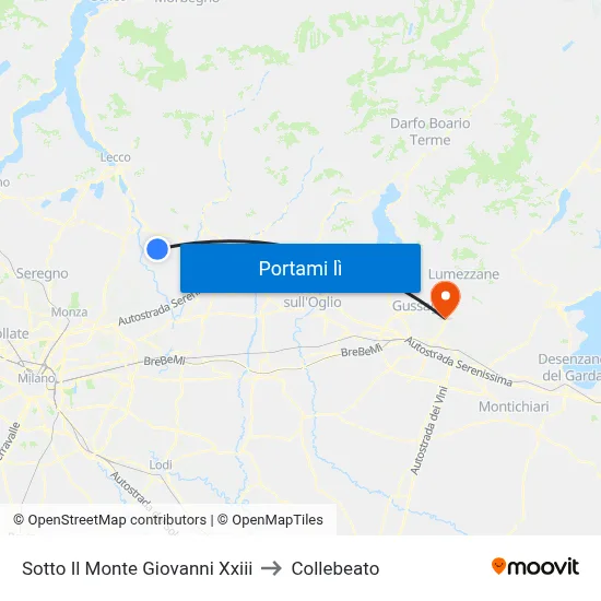 Sotto Il Monte Giovanni Xxiii to Collebeato map