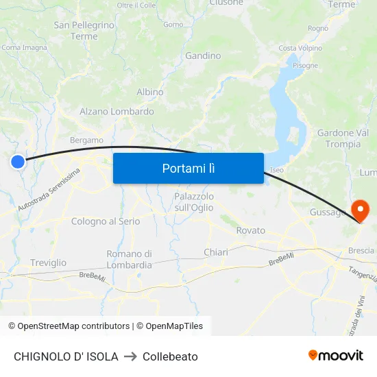 CHIGNOLO D' ISOLA to Collebeato map