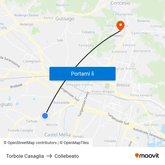 Torbole Casaglia to Collebeato map
