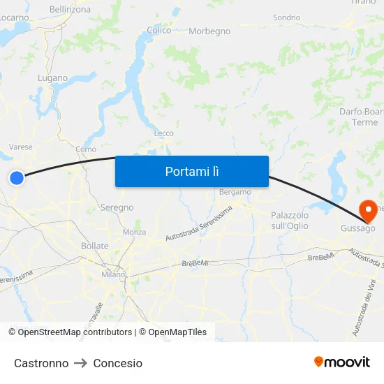 Castronno to Concesio map