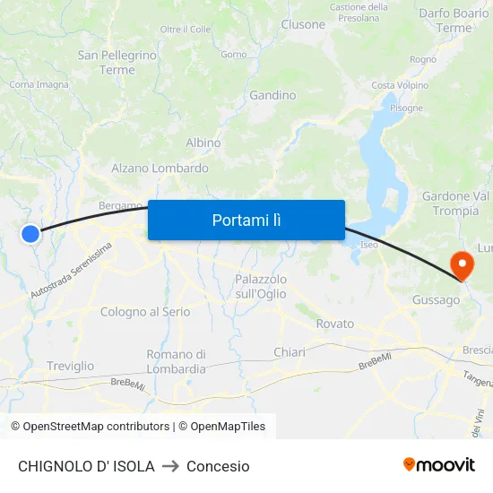 CHIGNOLO D' ISOLA to Concesio map