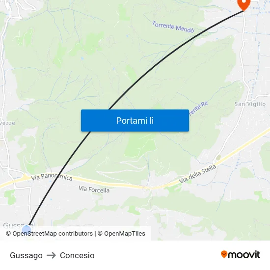 Gussago to Concesio map