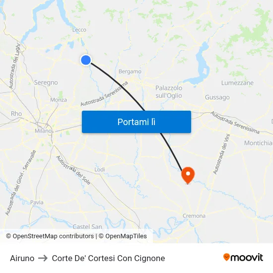 Airuno to Corte De' Cortesi Con Cignone map