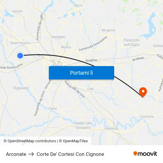 Arconate to Corte De' Cortesi Con Cignone map