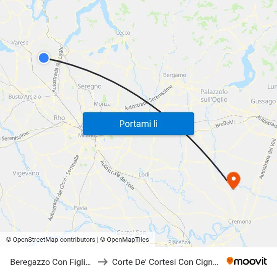 Beregazzo Con Figliaro to Corte De' Cortesi Con Cignone map