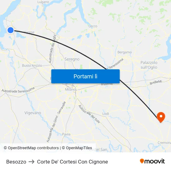 Besozzo to Corte De' Cortesi Con Cignone map
