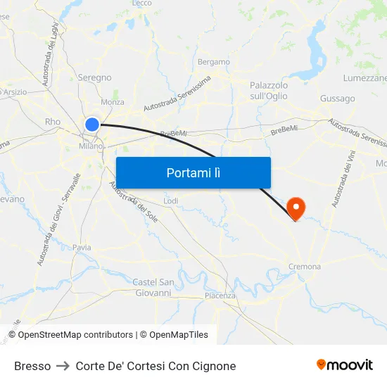 Bresso to Corte De' Cortesi Con Cignone map