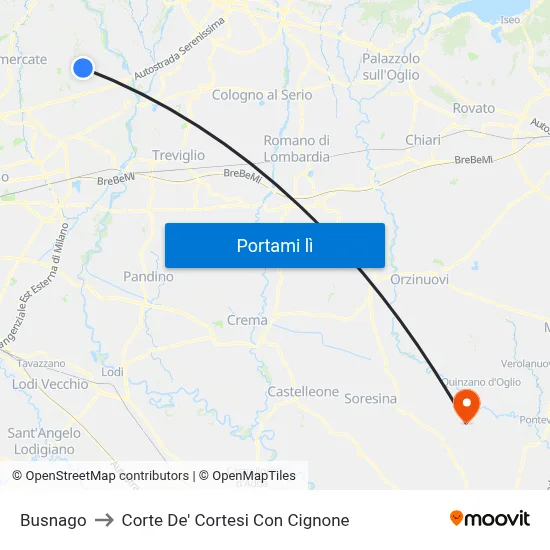 Busnago to Corte De' Cortesi Con Cignone map