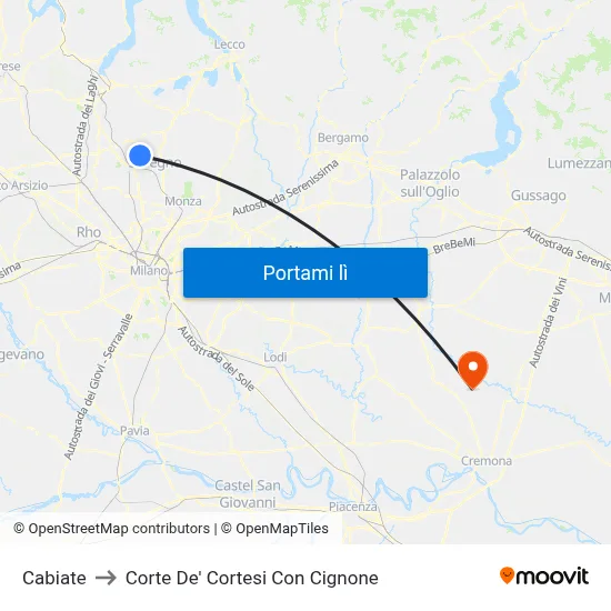 Cabiate to Corte De' Cortesi Con Cignone map