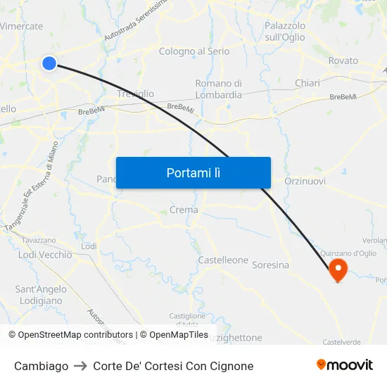 Cambiago to Corte De' Cortesi Con Cignone map