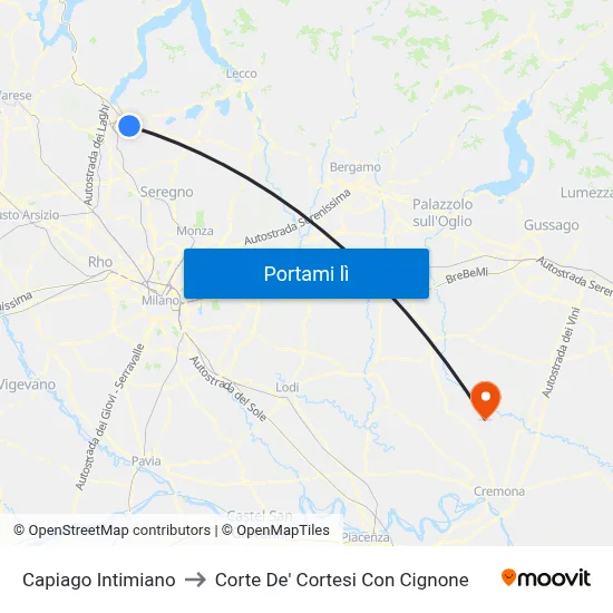 Capiago Intimiano to Corte De' Cortesi Con Cignone map