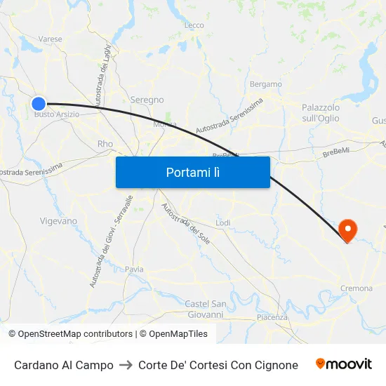 Cardano Al Campo to Corte De' Cortesi Con Cignone map