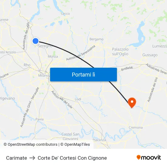 Carimate to Corte De' Cortesi Con Cignone map