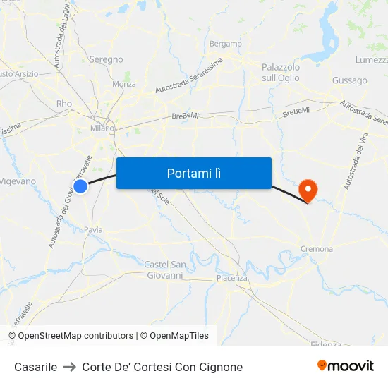 Casarile to Corte De' Cortesi Con Cignone map