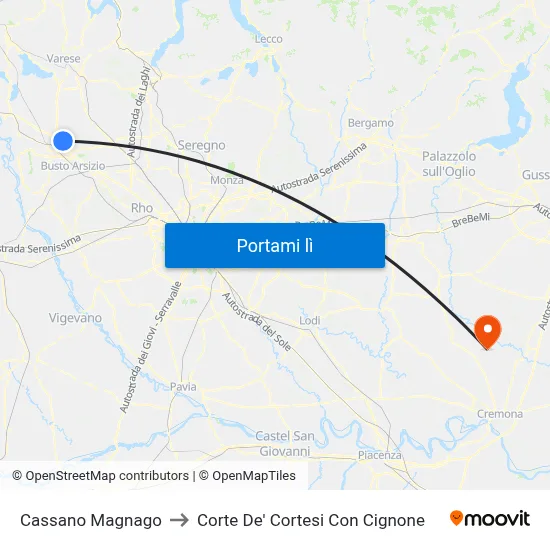 Cassano Magnago to Corte De' Cortesi Con Cignone map