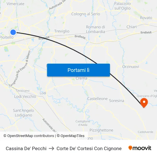 Cassina De' Pecchi to Corte De' Cortesi Con Cignone map