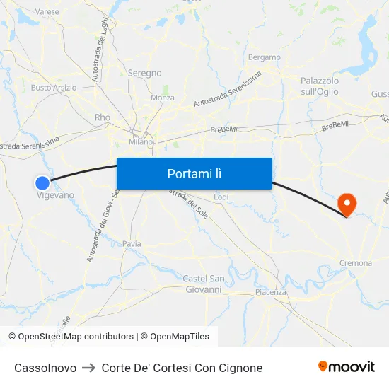 Cassolnovo to Corte De' Cortesi Con Cignone map