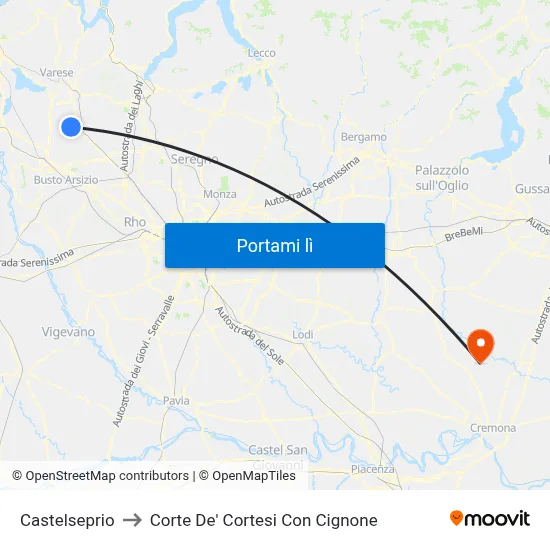 Castelseprio to Corte De' Cortesi Con Cignone map
