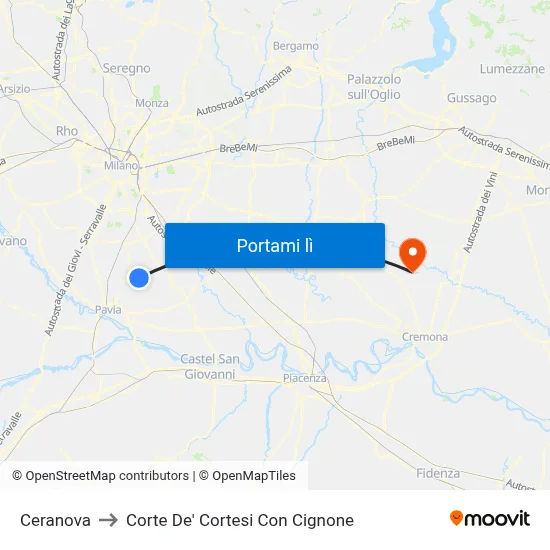 Ceranova to Corte De' Cortesi Con Cignone map