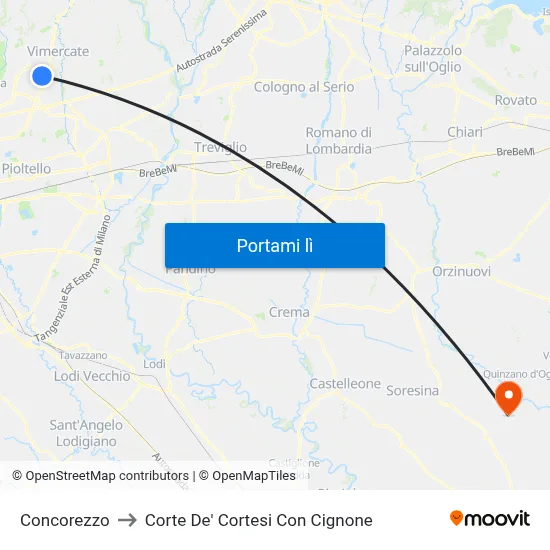 Concorezzo to Corte De' Cortesi Con Cignone map